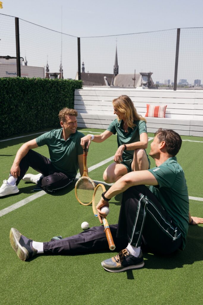 Fotoshoot Bjorn Borg tennis Floris, Mirjam, Sander